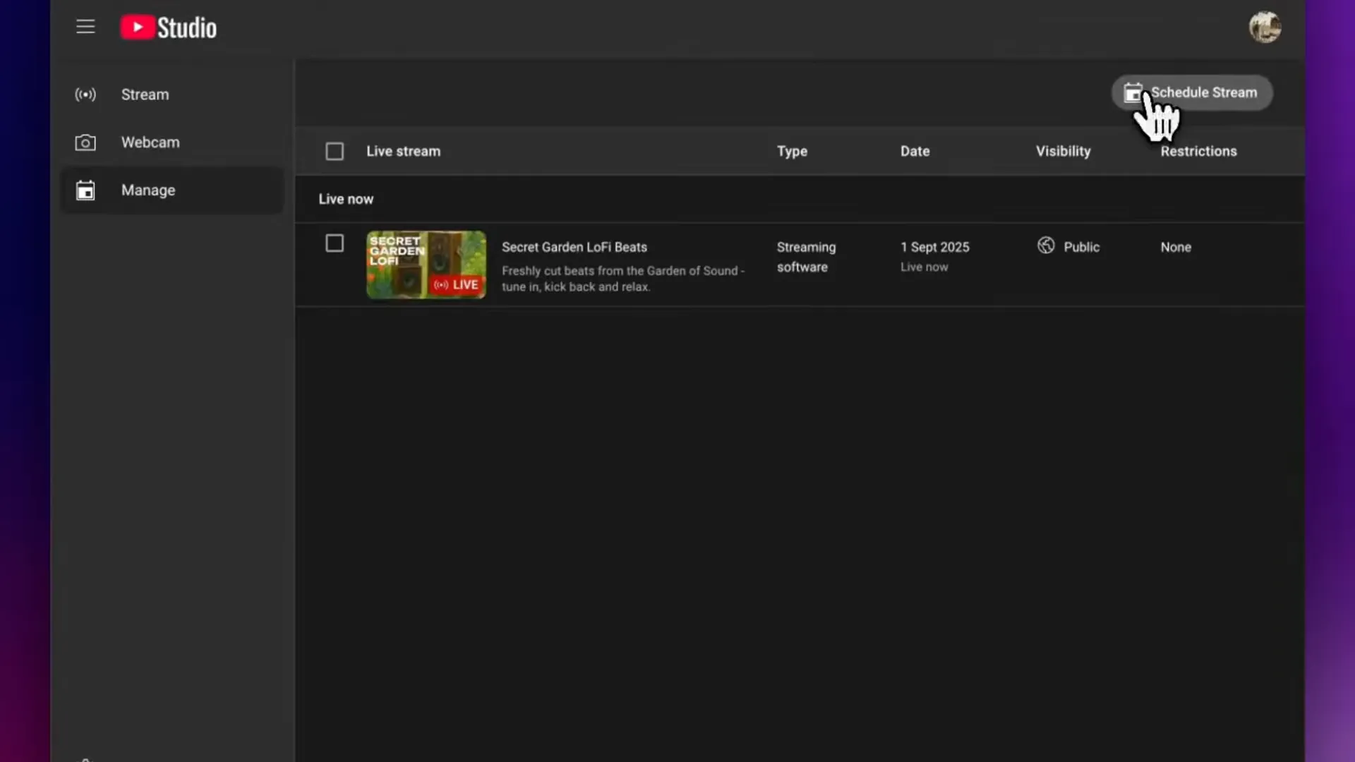 Scheduling a second YouTube live stream in YouTube Studio for multiple concurrent broadcasts
