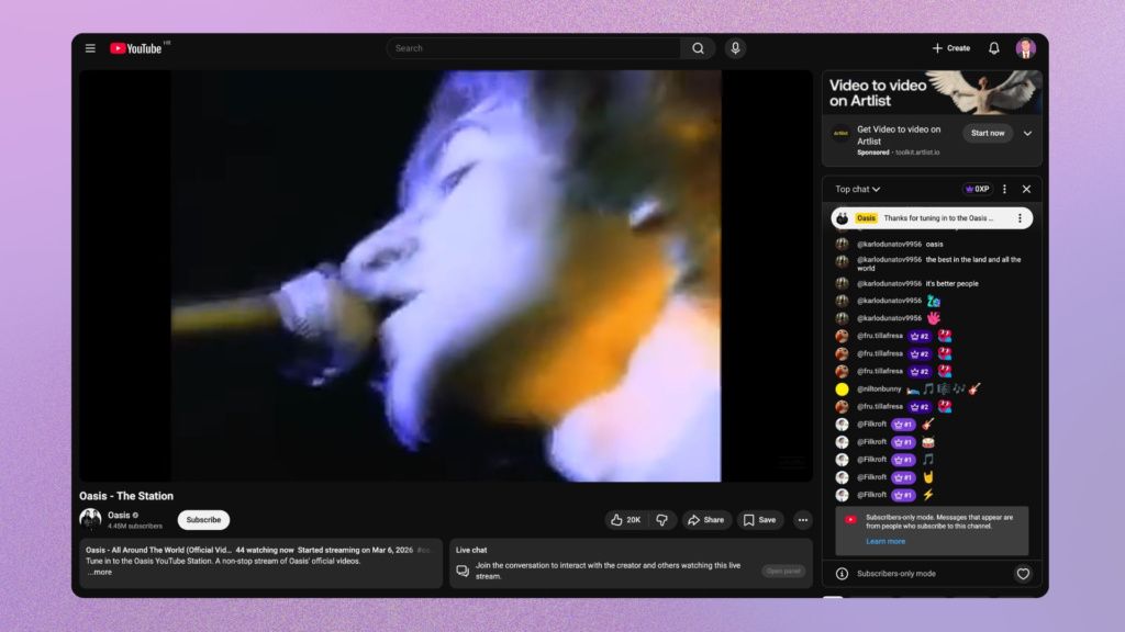 Example of YouTube Stations - Oasis Station