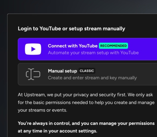 Upstreams connection interface for connecting to multiple platforms