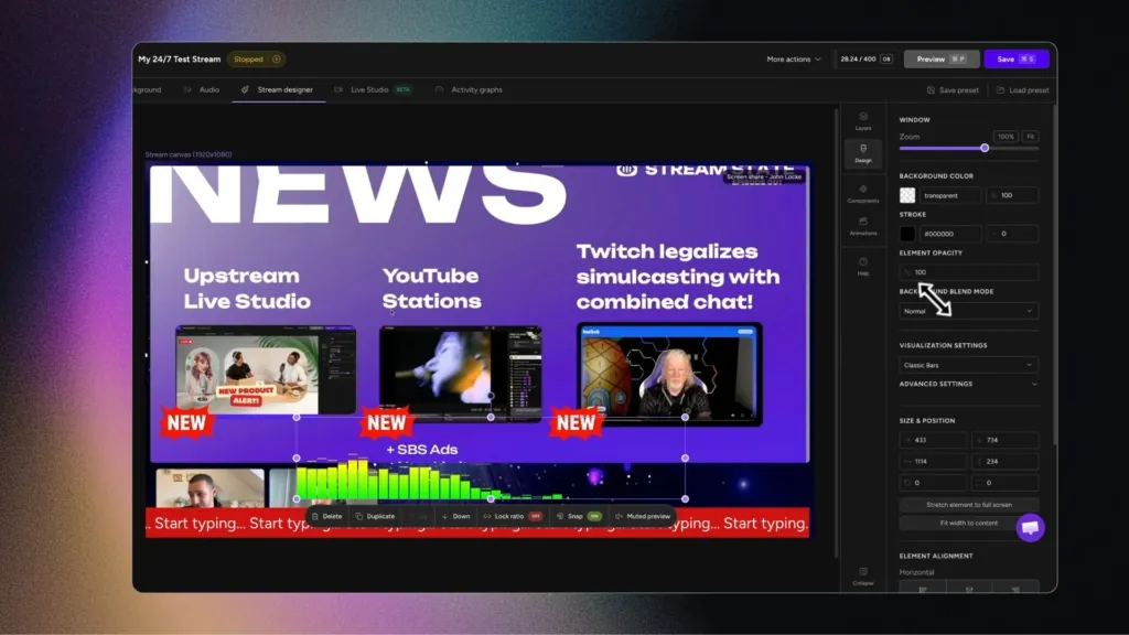 Upstream Stream Designer Example