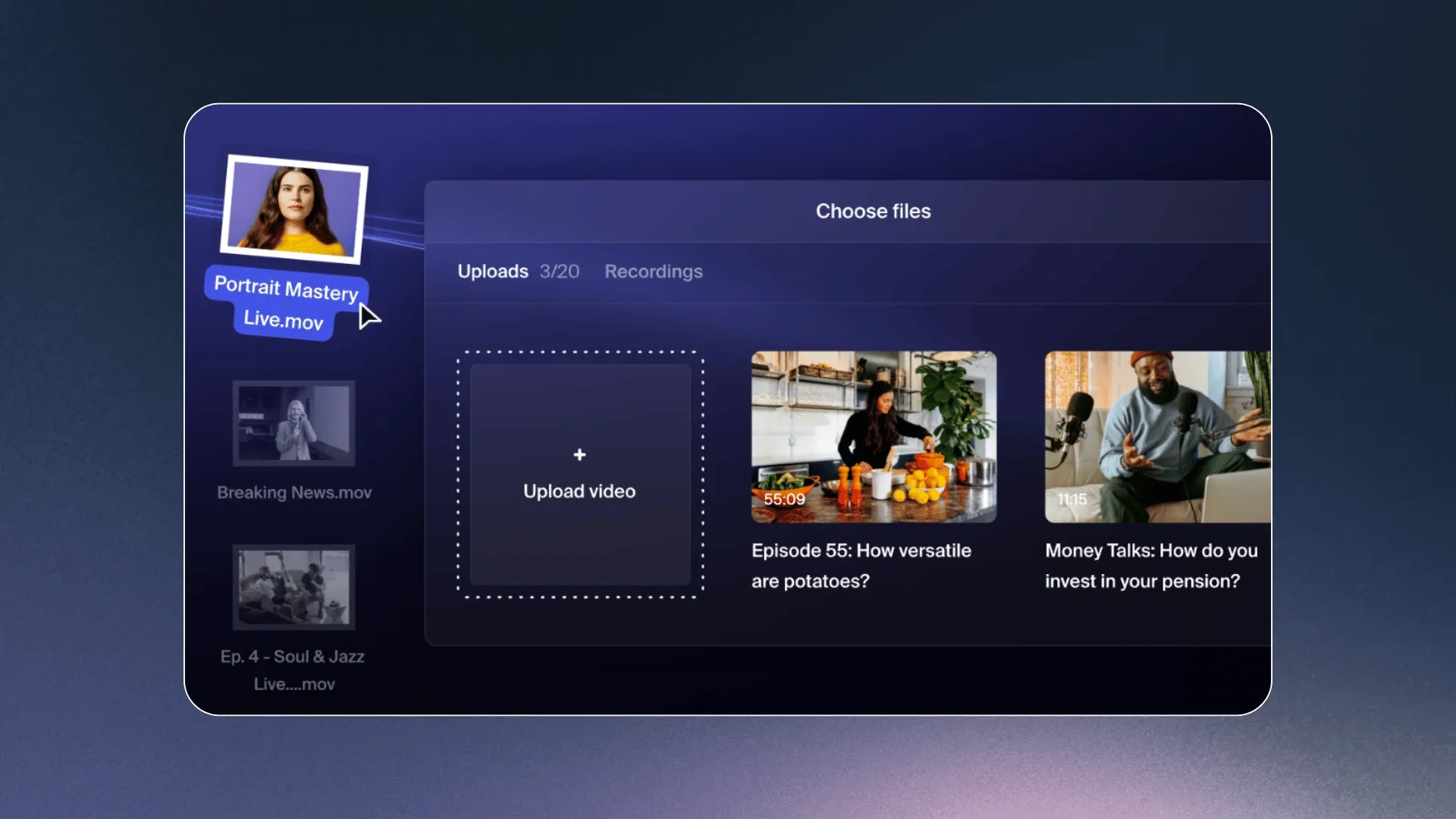 Restream Upload and Stream interface