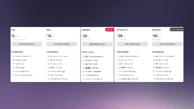 OneStream Live multistreaming pricing plans