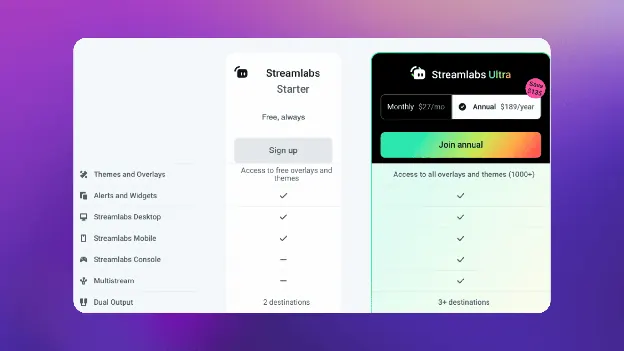 Streamlabs Ultra multistreaming pricing comparison