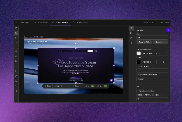 Upstream Stream Designer for a cloud multistreaming channel