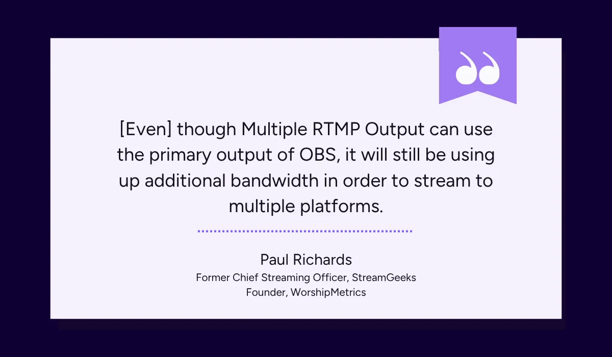 StreamGeeks quote about upload bandwidth needed for each additional stream