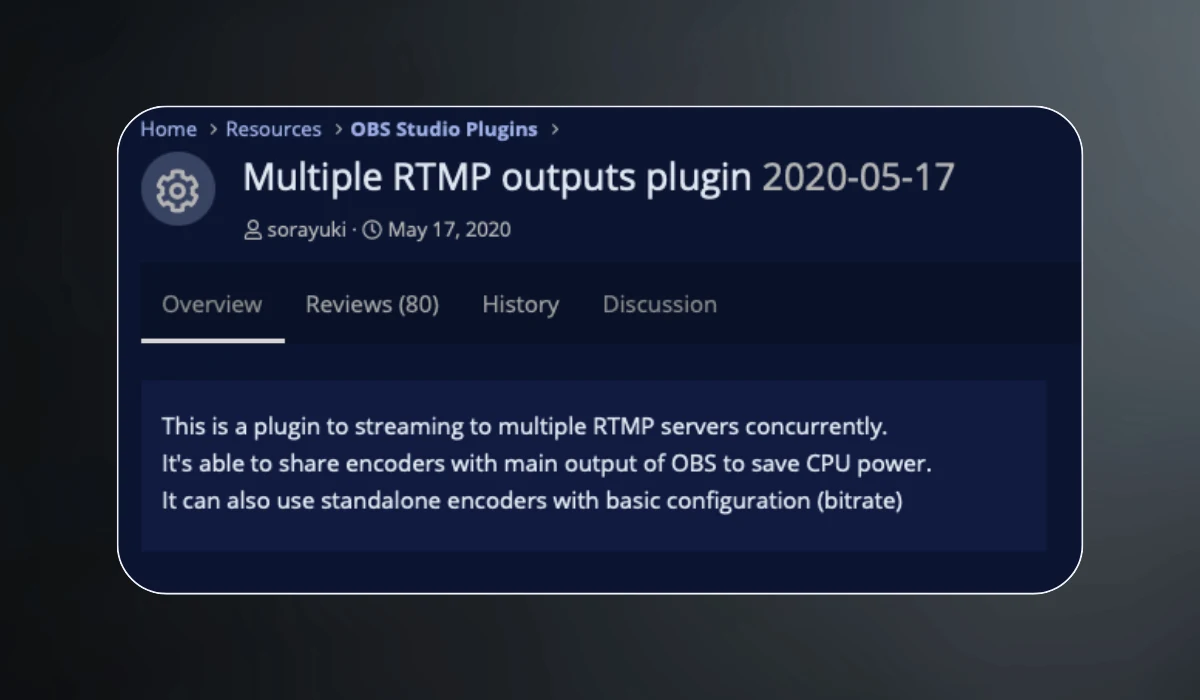 OBS Multiple RTMP Outputs plugin for sending streams to several platforms