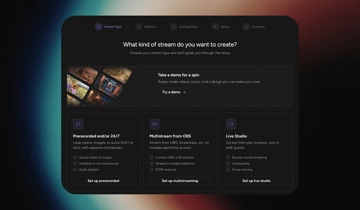 Upstream options for choosing the source of a live stream